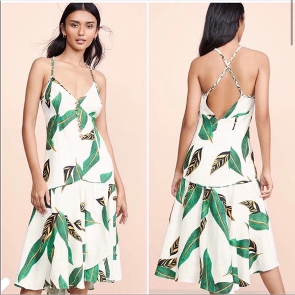 FARM Rio Dresses & Skirts - Farm Rio  Green Leaf Backless Dress